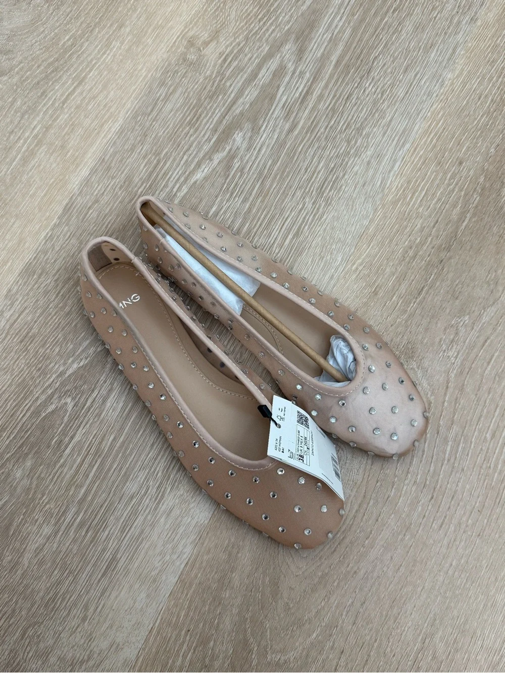 Mango Nude Studded Ballet Flats